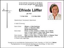 Traueranzeige Elfriede Löffler