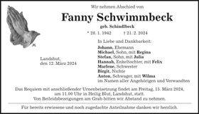 Traueranzeige Fanny Schwimmbeck