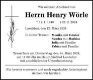Traueranzeige Henry Wörle