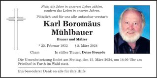 Traueranzeige Karl Mühlbauer