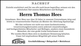 Traueranzeige Thomas Hees