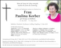 Traueranzeige Paulina Korber
