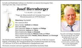 Traueranzeige Josef Herrnberger