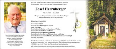Traueranzeige Josef Herrnberger