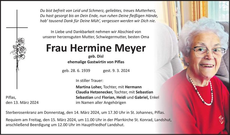 Traueranzeige Hermine Meyer