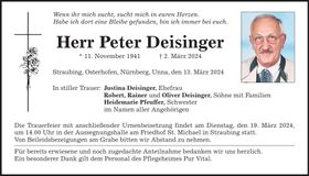 Traueranzeige Peter Deisinger