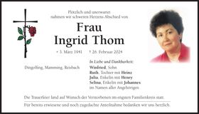 Traueranzeige Ingrid Thom