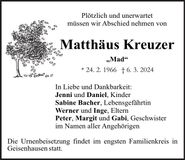 Traueranzeige Matthäus Kreuzer
