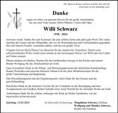 Traueranzeige Willi Schwarz