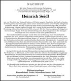 Traueranzeige Heinrich Seidl