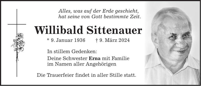 Traueranzeige Willibald Sittenauer