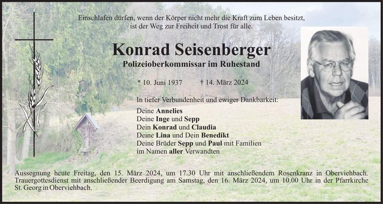 Traueranzeige Konrad Seisenberger