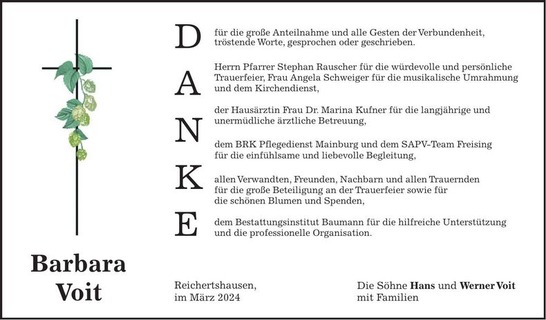 Traueranzeige Barbara Voit