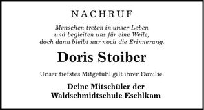 Traueranzeige Doris Stoiber