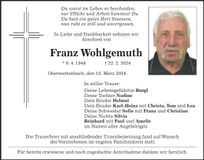 Traueranzeige Franz Wohlgemuth