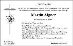 Traueranzeige Martin Aigner