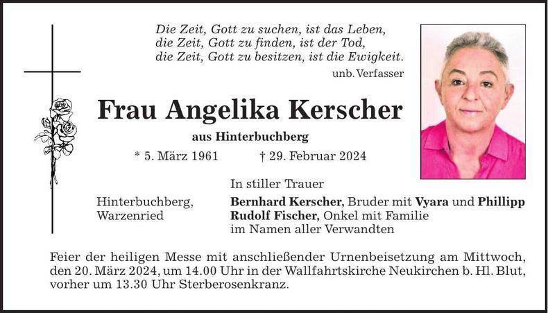 Traueranzeige Angelika Kerscher