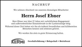 Traueranzeige Josef Ebner