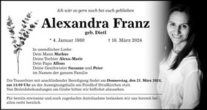 Traueranzeige Alexandra Franz