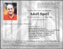 Traueranzeige Adolf Sperl