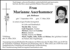 Traueranzeige Marianne Auerhammer