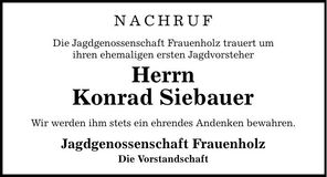 Traueranzeige Konrad Siebauer