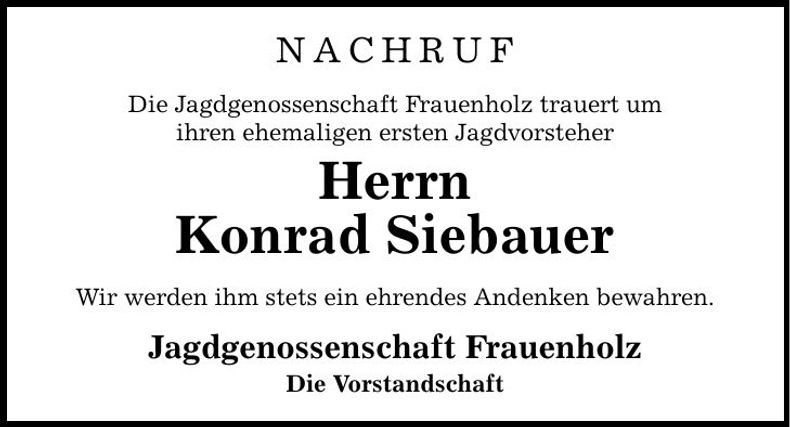 Traueranzeige Konrad Siebauer