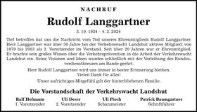 Traueranzeige Rudolf Langgartner