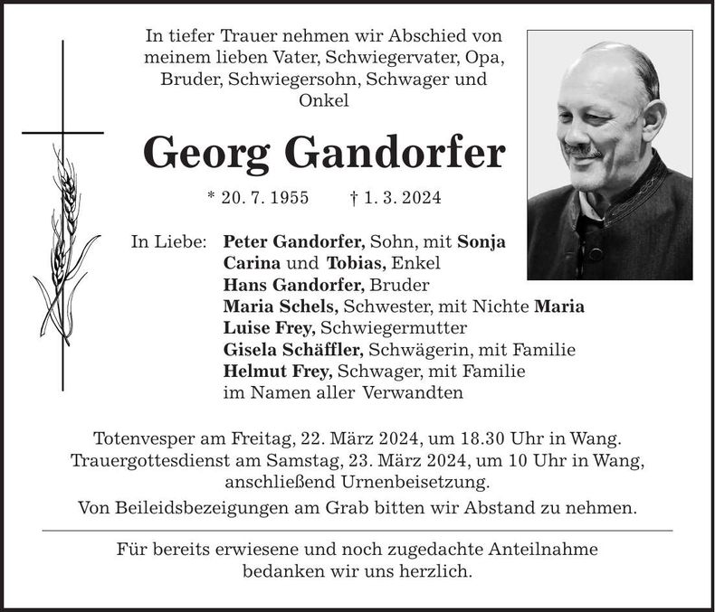 Traueranzeige Georg Gandorfer
