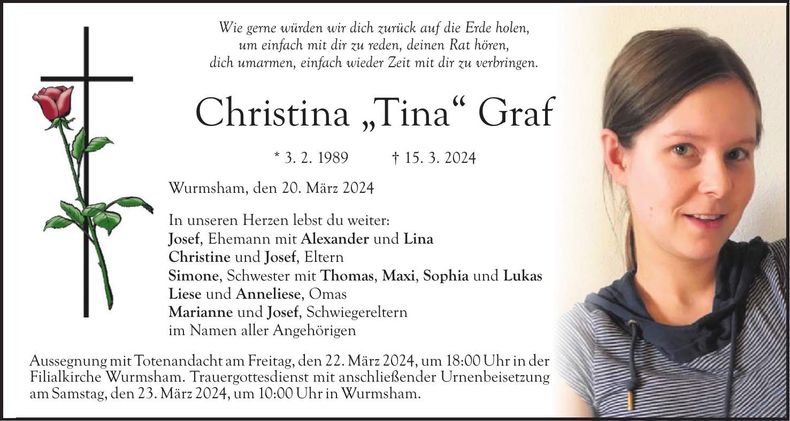 Traueranzeige Christina Graf