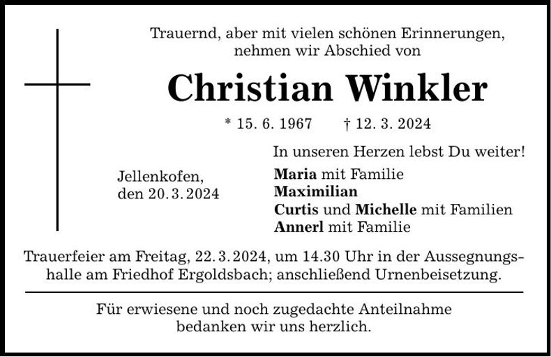 Traueranzeige Christian Winkler