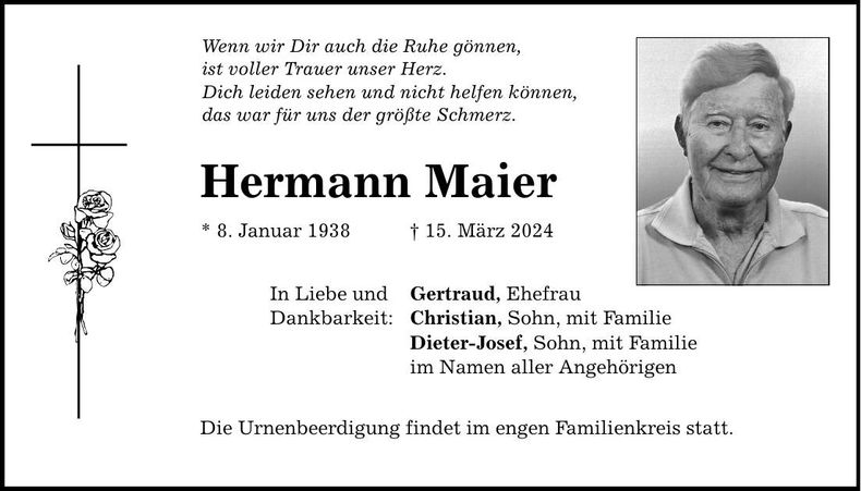 Traueranzeige Hermann Maier