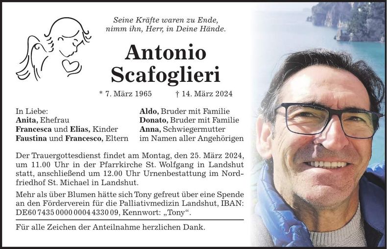 Traueranzeige Antonio Scafoglieri