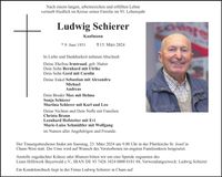 Traueranzeige Ludwig Schierer