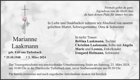Traueranzeige Marianne Laakmann