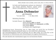Traueranzeige Anna Dobmeier