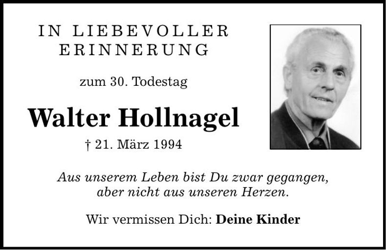 Traueranzeige Walter Hollnagel