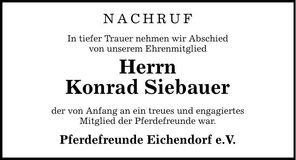 Traueranzeige Konrad Siebauer