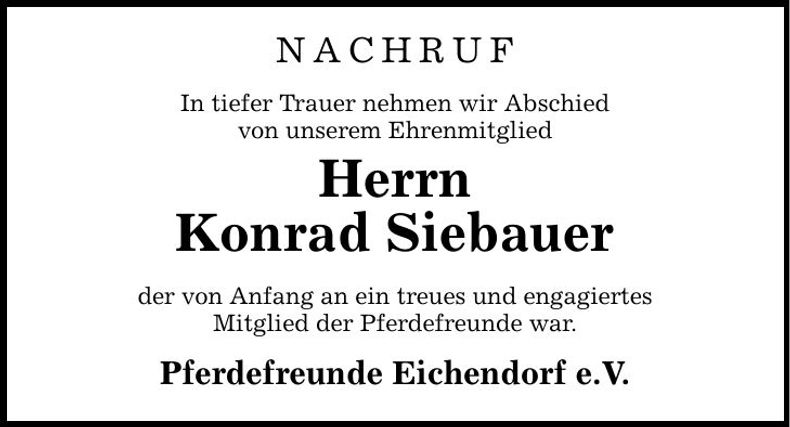 Traueranzeige Konrad Siebauer