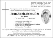 Traueranzeige Josefa Scheufler