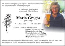 Traueranzeige Maria Gregor