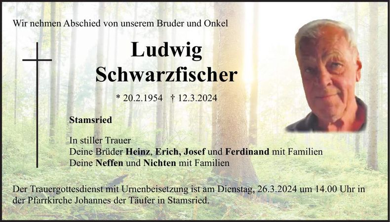 Traueranzeige Ludwig Schwarzfischer