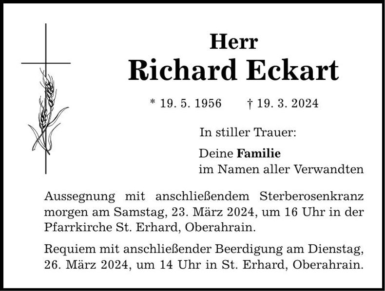 Traueranzeige Richard Eckart
