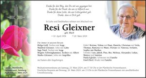 Traueranzeige Resi Gleixner