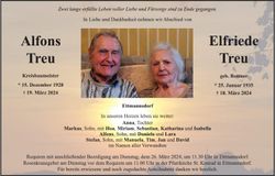 Traueranzeige Alfons und Elfriede Treu