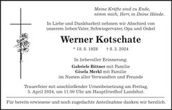 Traueranzeige Werner Kotschate