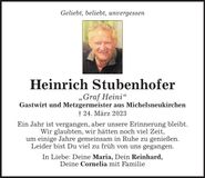 Traueranzeige Heinrich Stubenhofer