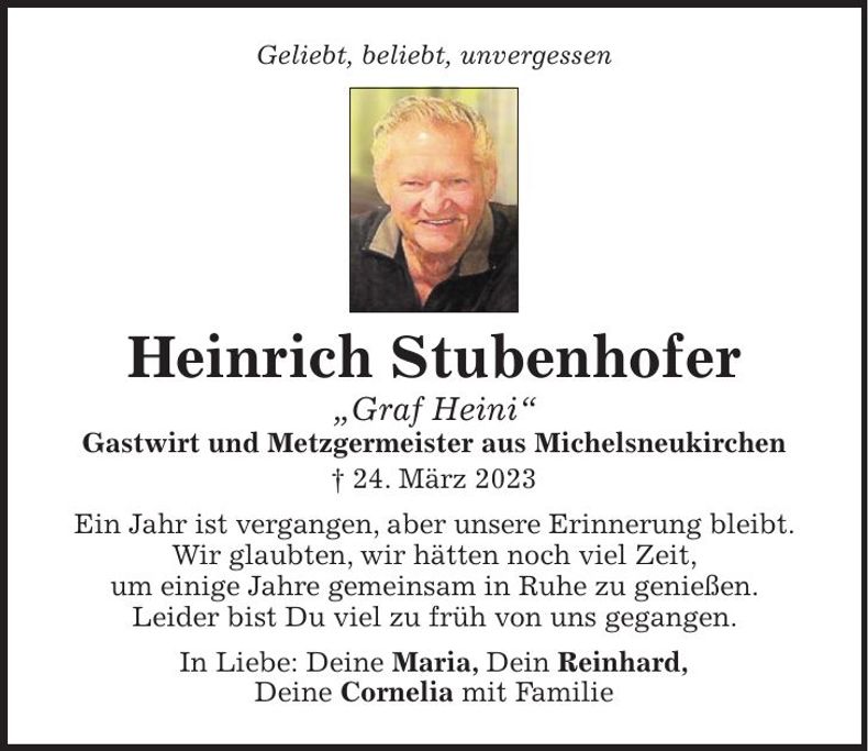 Traueranzeige Heinrich Stubenhofer