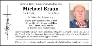 Traueranzeige Michael Braun