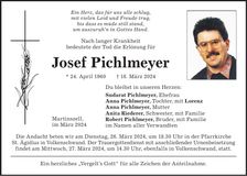 Traueranzeige Josef Pichlmeyer
